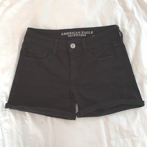 American eagle black midi jean shorts